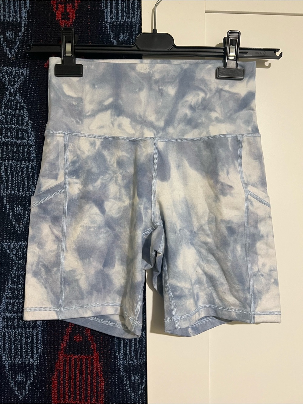 aerie Light Blue Tie-Dye High-Rise Bike Shorts